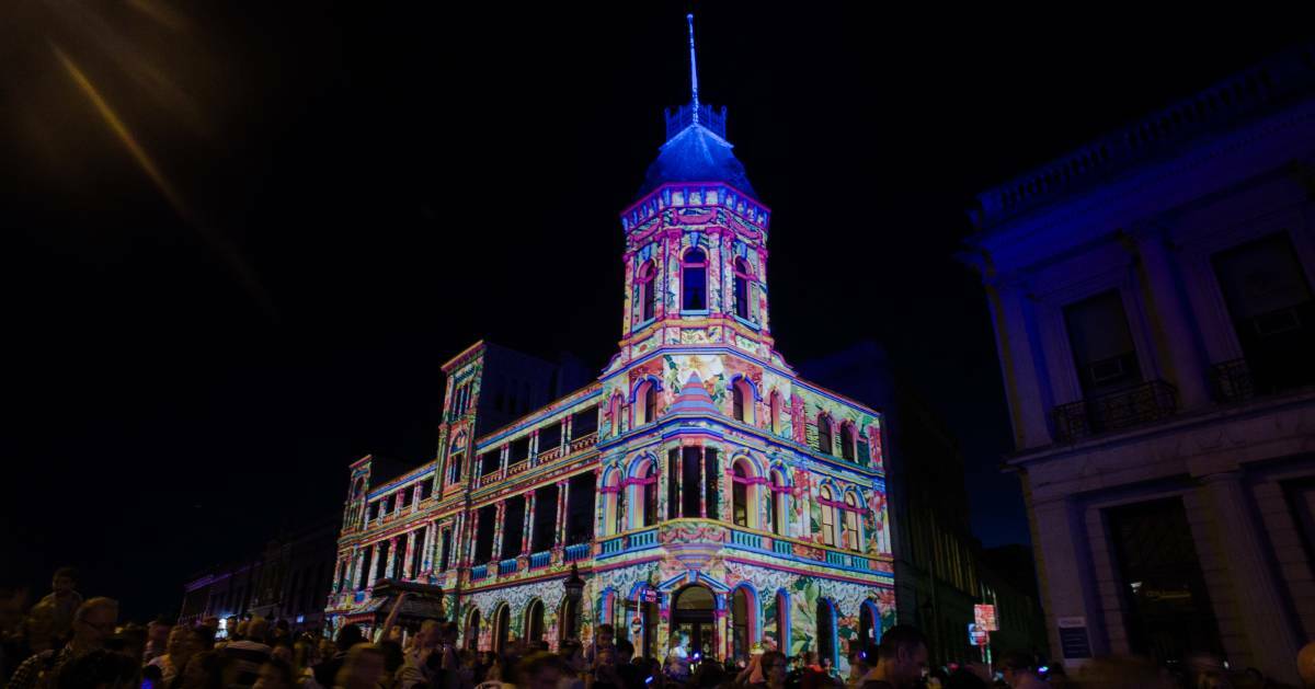 People pour onto the streets of Ballarat for the city's White Night. Bendigo will be one of three regional Victorian cities hosting White Night in 2018.