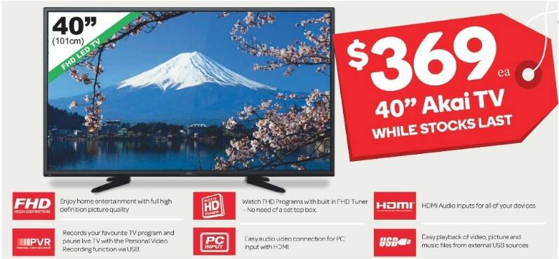 Akai TV as advertised in Woolworths promotional catalogue