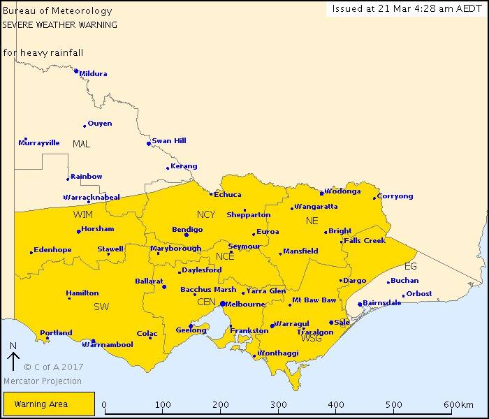 Severe weather warning issued