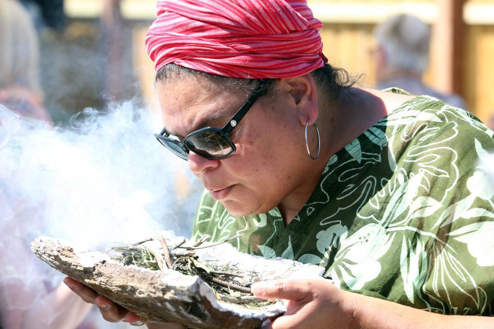 A smoking ceremony marked the official opening of the Sidney Myer Haven Education Centre. Picture: GLENN DANIELS