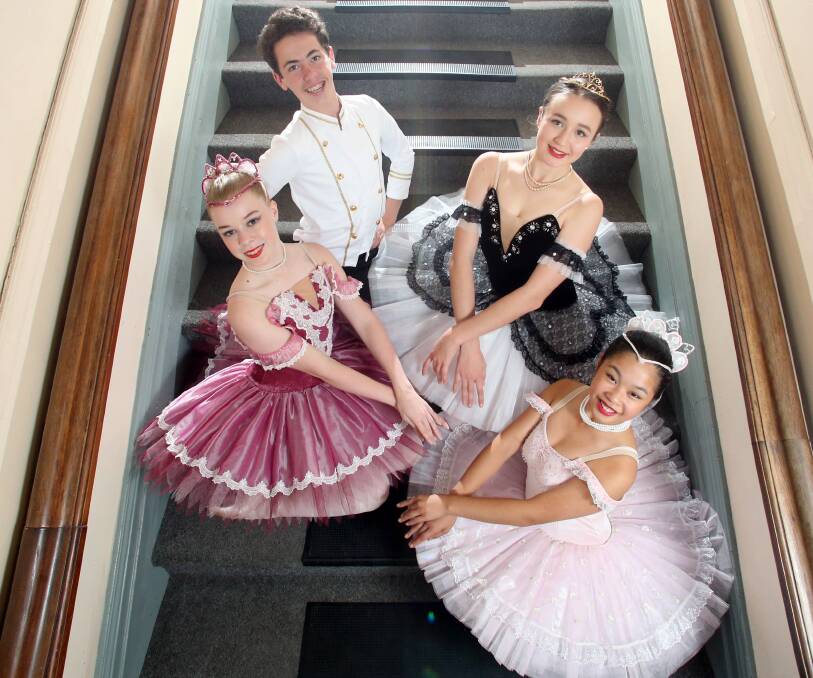 Kiara Nickson, Jacob Ware, Tahlia Kumlin and Anna Bergin are taking part in the Victorian State Ballet’s performances of Don Quixote. Picture: GLENN DANIELS