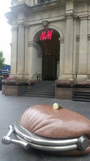 A floral tribute left at Bourke Street Mall. Picture: THE AGE