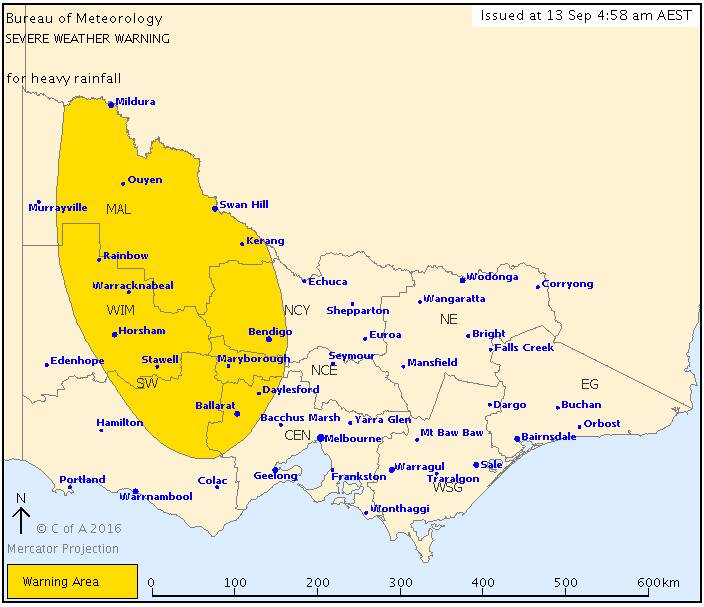 The Bureau of Meteorology has issued a severe weather for heavy rainfall and potential flash flooding.