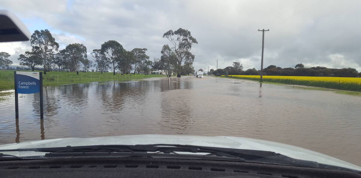The view from East Loddon P-12 College principal Steven Leed's ute on the way to school on Wednesday morning.