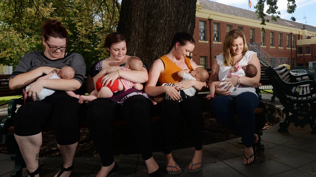 SHOW OF SUPPORT: Bendigo women breastfeed in protest at the outcry over a woman feeding in a local shopping centre.
