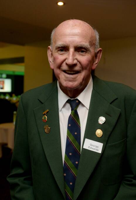 REVERED FIGURE: George Edwards at his Kangaroo Flat Football-Netball Club Hall of Fame induction in August of 2014 as part of the club's 150th anniversary celebrations. George died on Wednesday aged 85.