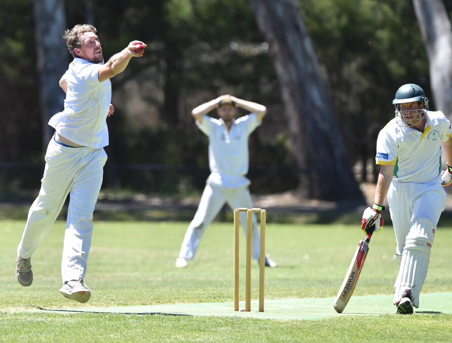 HANDY PICK-UP: United Recruit Sam Barnes stretches to take the ball on Saturday against Spring Gully. Barnes bagged four wickets for the Tigers as the Crows were all out for 167 in the grand final rematch. Picture: GLENN DANIELS