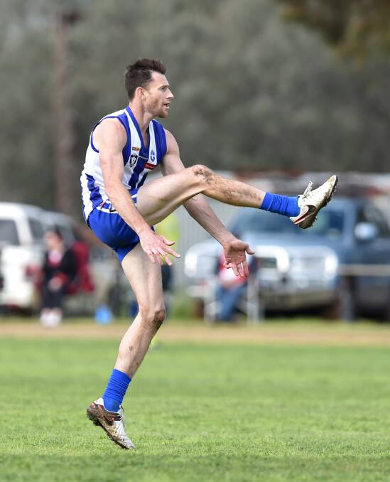 SUPERBOOT: Mitiamo coach Justin Maddern. The 5-4 Superoos are coming off a 52-point loss to Calivil United and face another tough game at Newbridge on Saturday in round 11 of the LVFNL. Picture: GLENN DANIELS