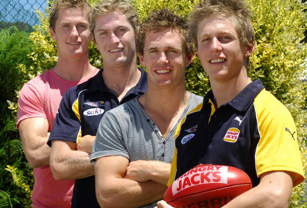 FAB FOUR: Bendigo brothers Troy (75), Adam (187), Joel (249) and Scott (154) Selwood, pictured in 2007, have played a combined 665 AFL games.