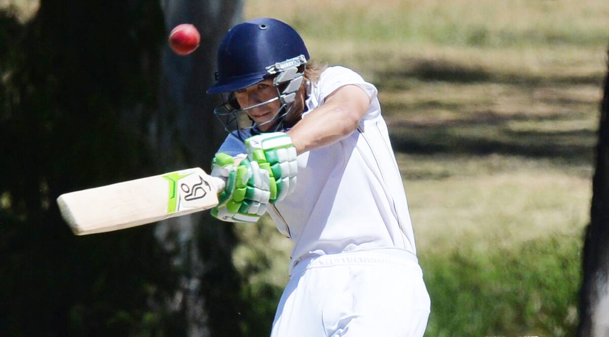 WHACK: Golden Square teenager Zane Keighran made 32 off 53 balls in Square's total of 194 against Strathdale-Maristians on Saturday. Picture: DARREN HOWE 