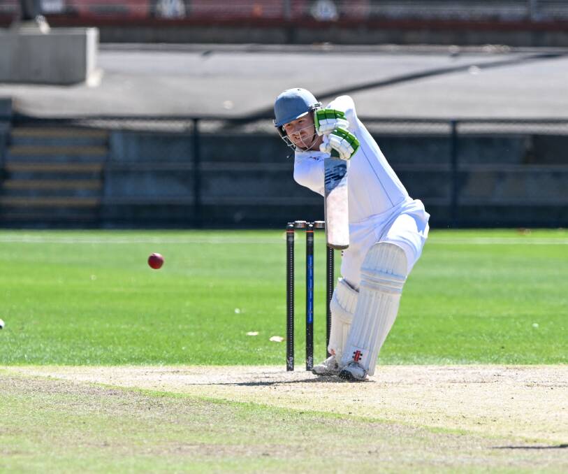 Daniel Clohesy during his innings of 118 for Strathdale-Maristians. Picture by Enzo Tomasiello