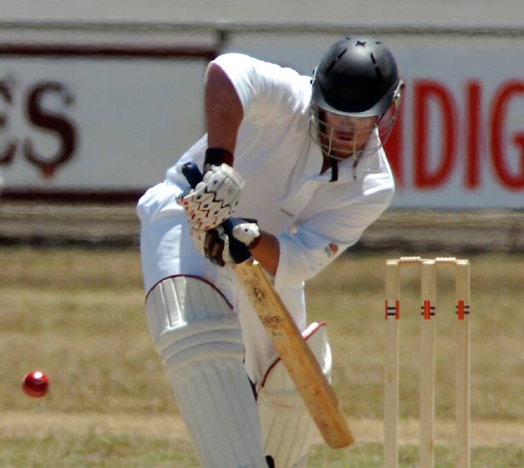 BIG DAY: Sandhurst's Nick Scullie bats during his innings of 225 not out in Sandhurst's 5-493 against Bendigo during the 2005-06 season at the QEO.