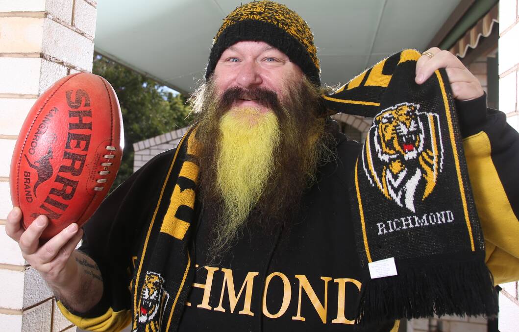 PASSIONATE: David Goodwin's yellow and black beard says it all. Goodwin is soaking up all the excitement of AFL grand final week ahead of Richmond's clash with Adelaide at the MCG on Saturday. Picture: GLENN DANIELS