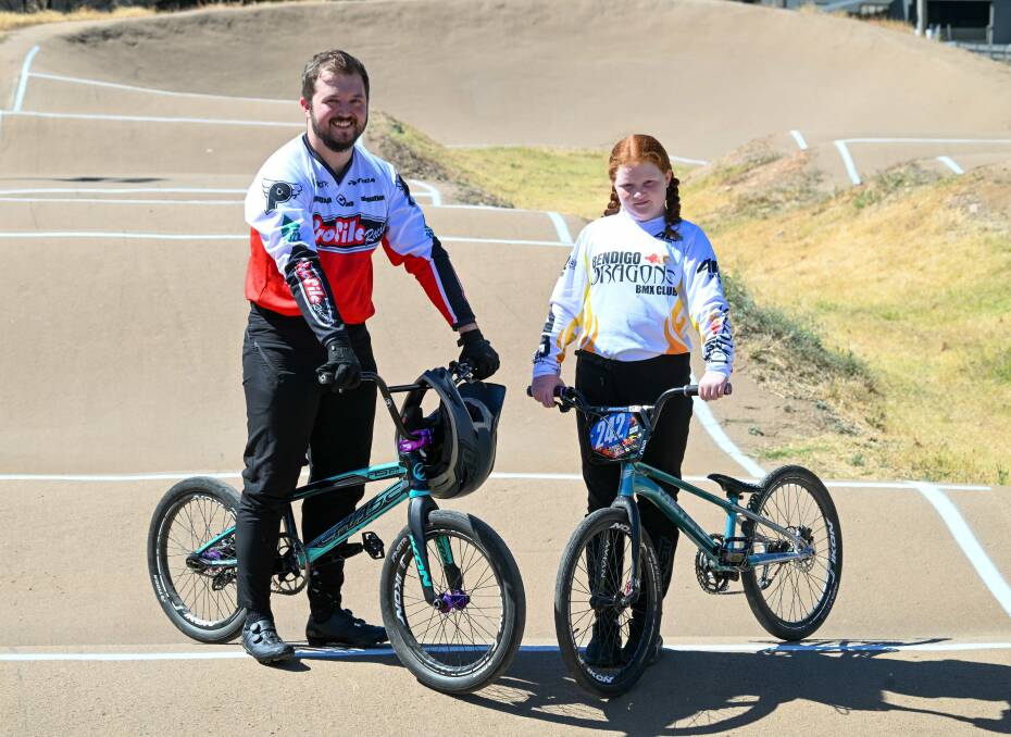 Bendigo's Matt White and Makenna Thornton will race at the BMX World Championships in America in May. Picture by Enzo Tomasiello