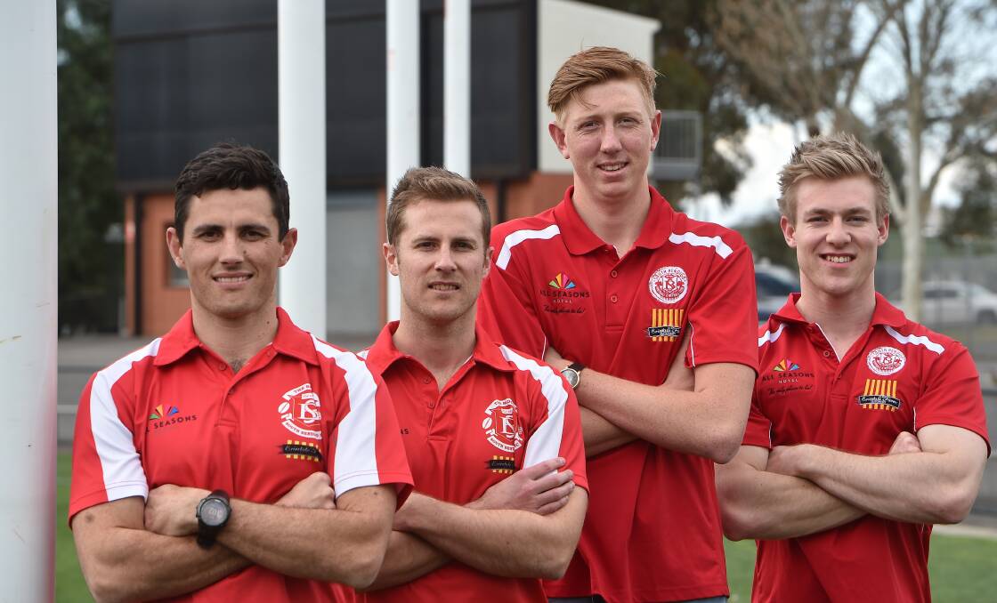 EYE ON NEXT YEAR: Reappointed South Bendigo coach Brady Childs, co-captains Aaron Connaughton and Kieran Strachan and Joel Swatton.