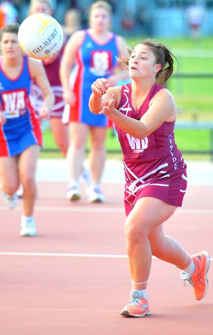 WINNERS: Newbridge wing defence Karina Smith. The Maroons were too good for Pyramid Hill, prevailing by 21 goals at home on Saturday. Picture: LUKE WEST