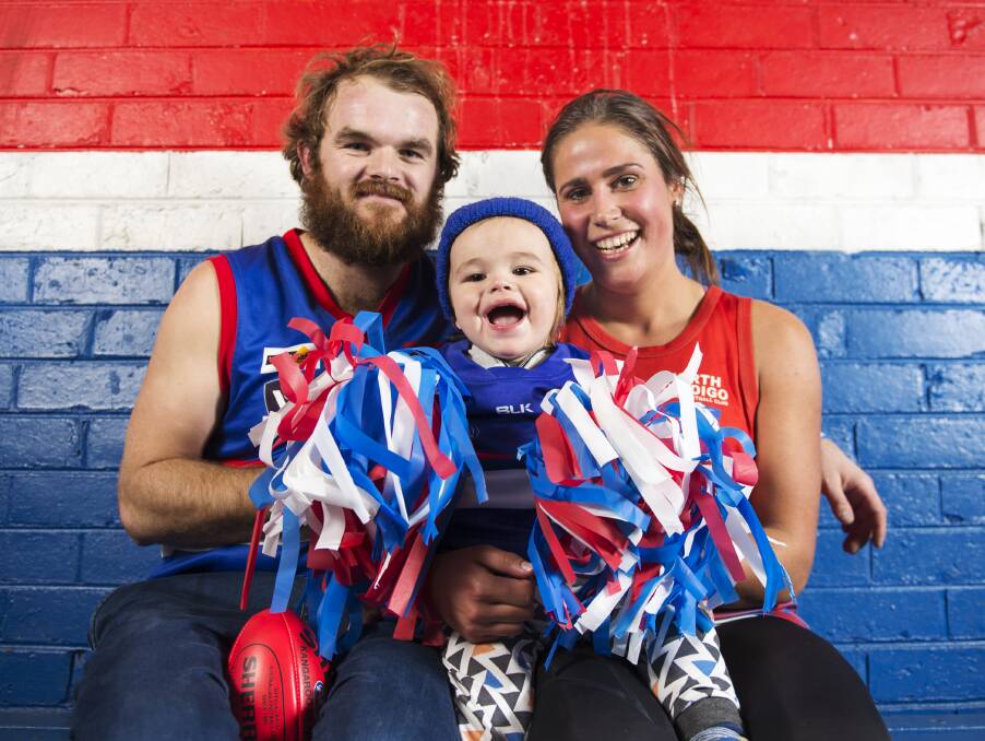 CHEERING FROM THE SIDELINES: Hudson Alford will be cheering on his parents Ryan and Kristie, this Saturday. Ryan will play for the North Bendigo seniors and Kristie for the Bulldogs' B grade netball team. Picture: DARREN HOWE