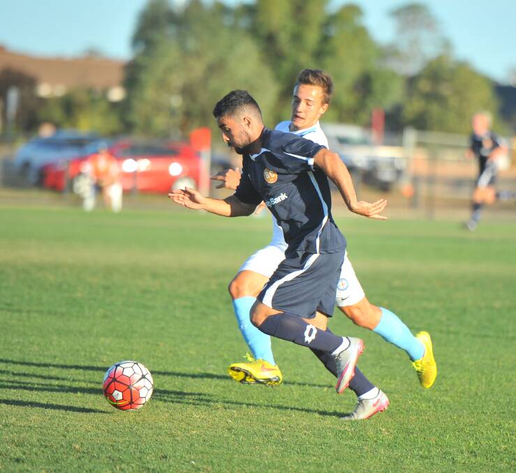 ATTACKING: Bendigo City's FC's Vlad Khamees during Saturday's round one NPL loss to Melborne City at Epsom-Huntly. Picture: LUKE WEST