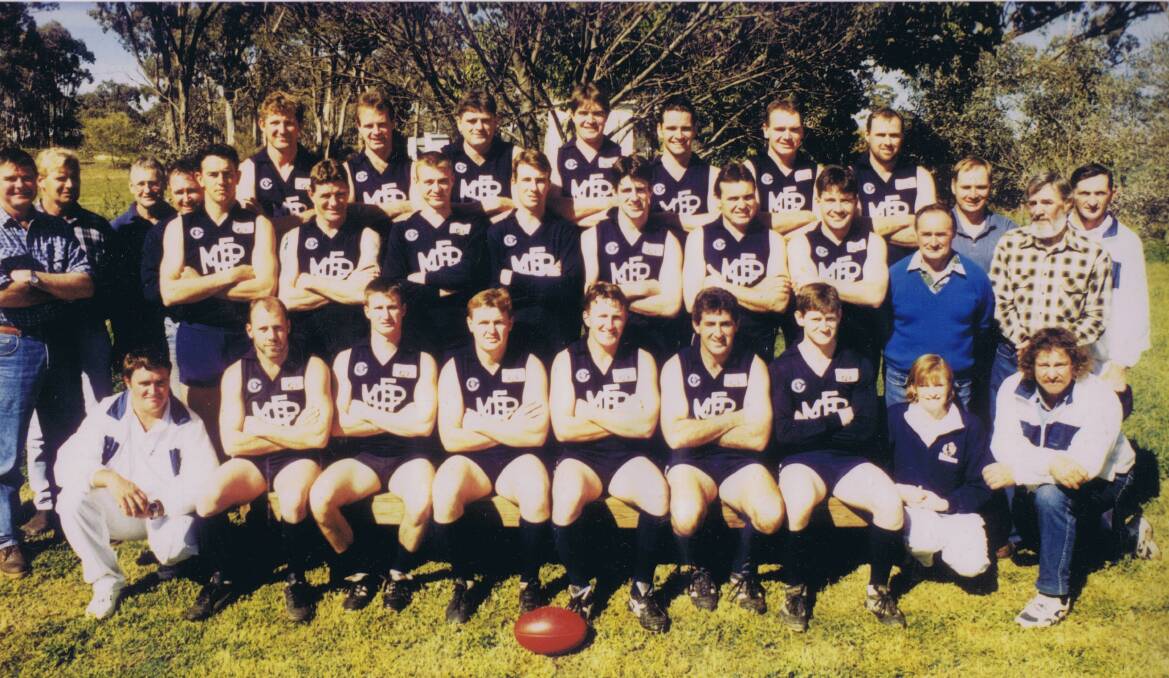DOMINANT FORCE: Mount Pleasant's 1997 premiership team. The Blues won 17 of their 18 games that season and beat Elmore in a heated grand final by eight points.