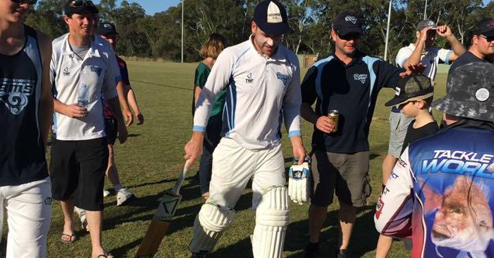 BIG DAY OUT: Rick Ladson leaves the field after his unbeaten 233 for Sedgwick against Marong last Sunday. Picture: BEKKI TYRRELL via FACEBOOK