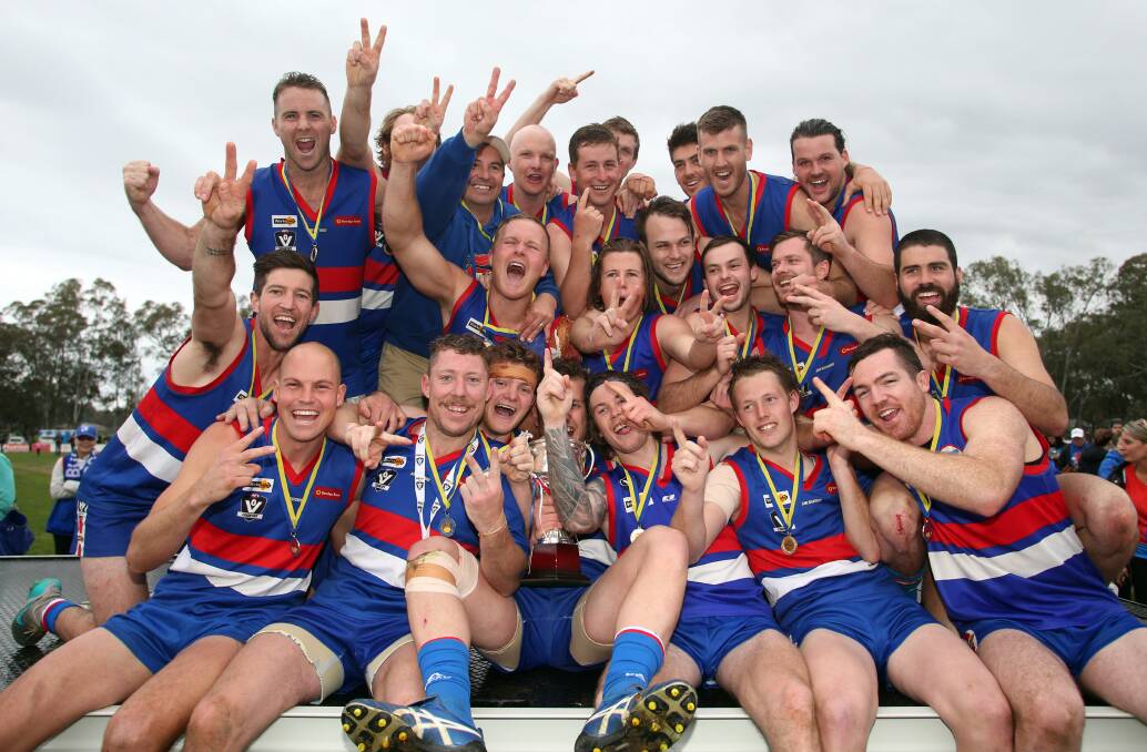 BACK TO BACK: North Bendigo's premiership team that defeated Leitchville-Gunbower in the grand final. The Bulldogs won 14.18 (102) to 13.4 (82) at Huntly last Saturday.