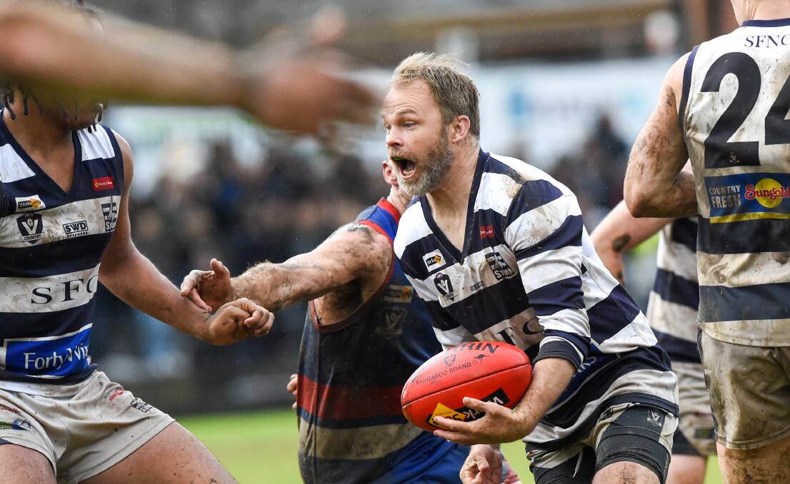 Strathfieldsaye's Shannon Geary plays his 250th BFNL game on Saturday. Picture by Darren Howe