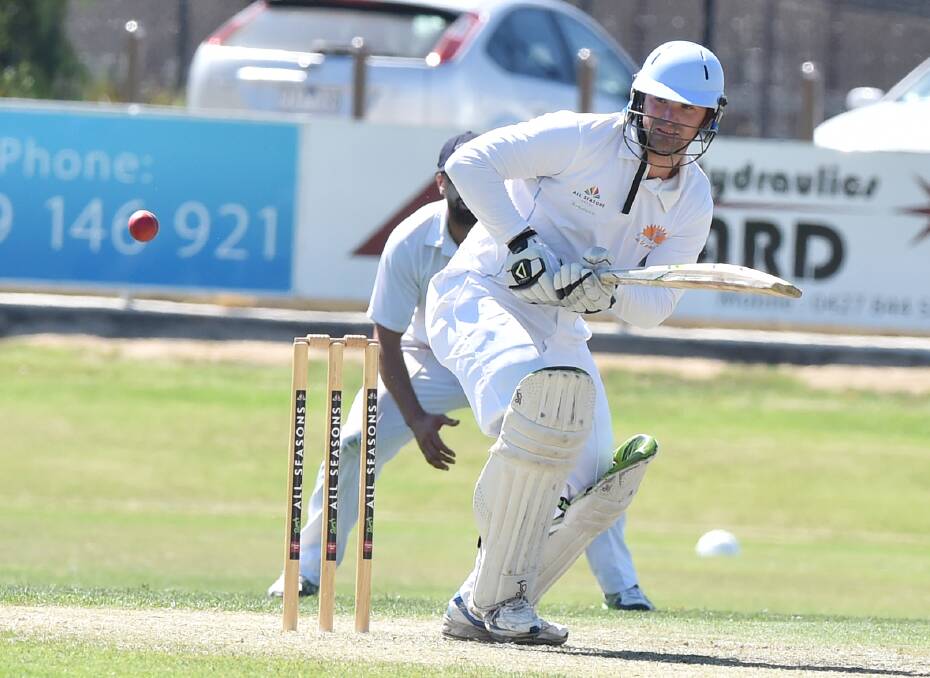 TOUGH DAY: Strathdale-Maristians' Cameron Taylor. Taylor battled for 70 balls in making 14 - the Suns' second highest score against Eaglehawk.