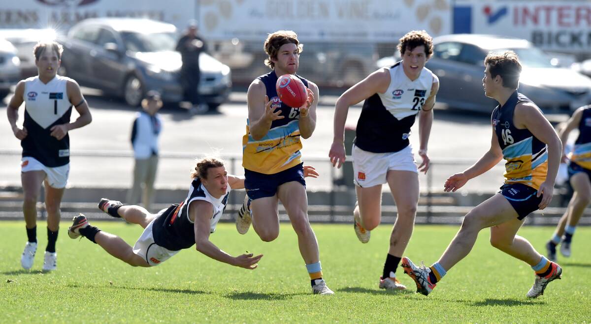 FADE-OUT: Bendigo Pioneer Jordan Rosengren. The Pioneers lost to North Ballarat by 58 points after leading at half-time. Picture: NONI HYETT