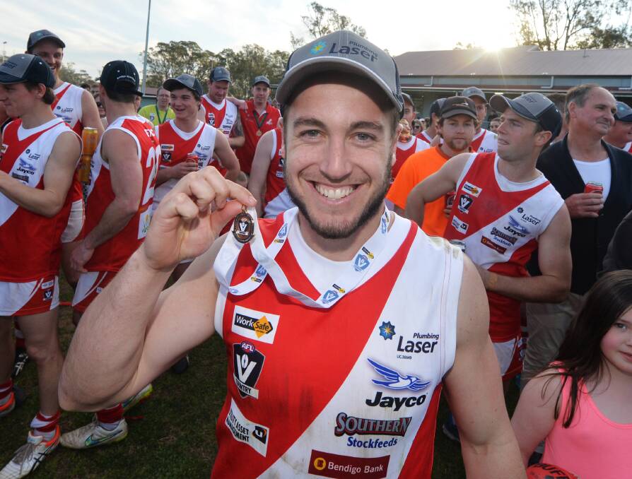 NEW DRAGON: Callum Prest, who was best on ground in Bridgewater's 2015 grand final win, is among eight new recruits to have signed with Sandhurst for the 2018 BFNL season. Picture: DARREN HOWE