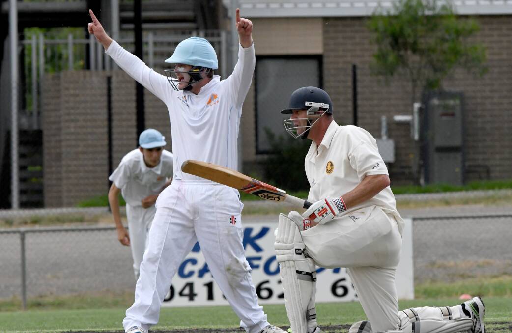 HOWZAT: Strathdale-Maristians' Mitch Blackman appeals for the wicket of Bendigo's Mark Ryan, who made 54 on Saturday. Picture: DARREN HOWE