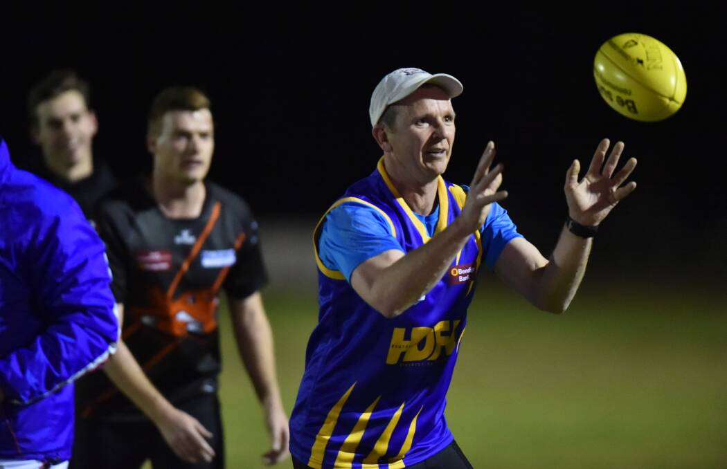 LEADER: Leitchville-Gunbower coach Matt Hawken at training on Tuesday night. The Bombers play North Bendigo on Saturday for the Heathcote District flag.