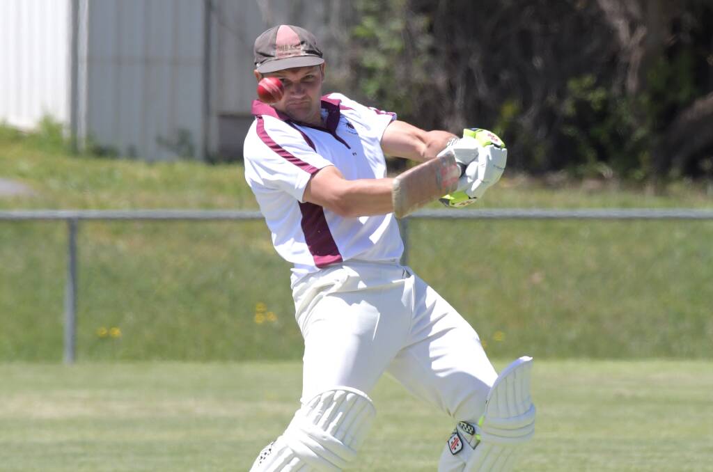 CUT SHOT: West Bendigo opener Travis O'Connell top-scored with 69 for the Redbacks against Marong. The Redbacks were all out for 220. Picture: GLENN DANIELS