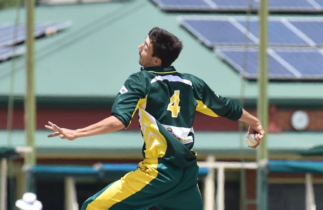 COME IN SPINNER: Kangaroo Flat leggie Chris Barber has 13 wickets for the season to go with 109 runs. PICTURE: NONI HYETT