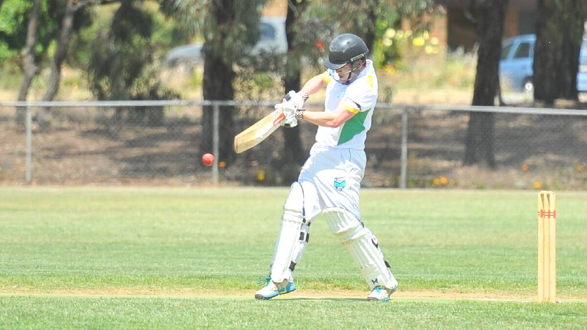 WELL BATTED: Spring Gully's Lachlan Brook adds to his tally during his knock of 102 against Golden Gully on Saturday. The Crows won by 191 runs. Picture: LUKE WEST