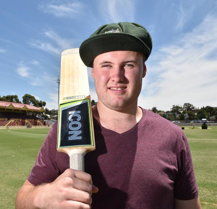 NICE FIT: Bendigo's Zac Sheehan with his baggy green cap for representing Australia in last year's Blind Ashes Series against England in Adelaide. Picture: NONI HYETT