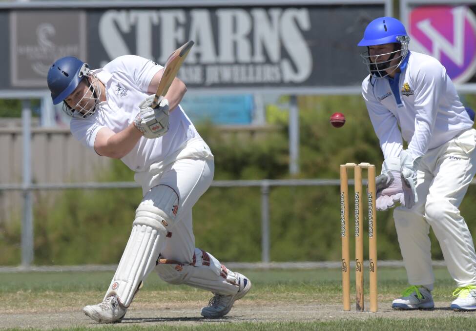 QUICKFIRE KNOCK: Strathfieldsaye's Pat Felmingham belted 72 off 53 against Golden Square on Saturday. But from 1-104, the Jets were all out for 185. Picture: GLENN DANIELS