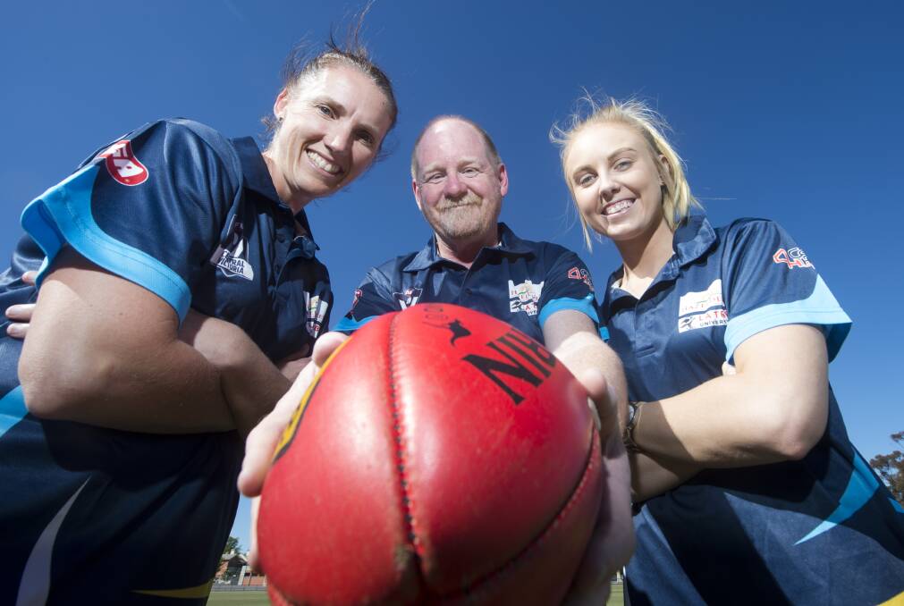 EXCITING TIMES: AFL Central Victoria's Laura Naughton, Tony McNamara and Amy Kenyon. Picture: DARREN HOWE