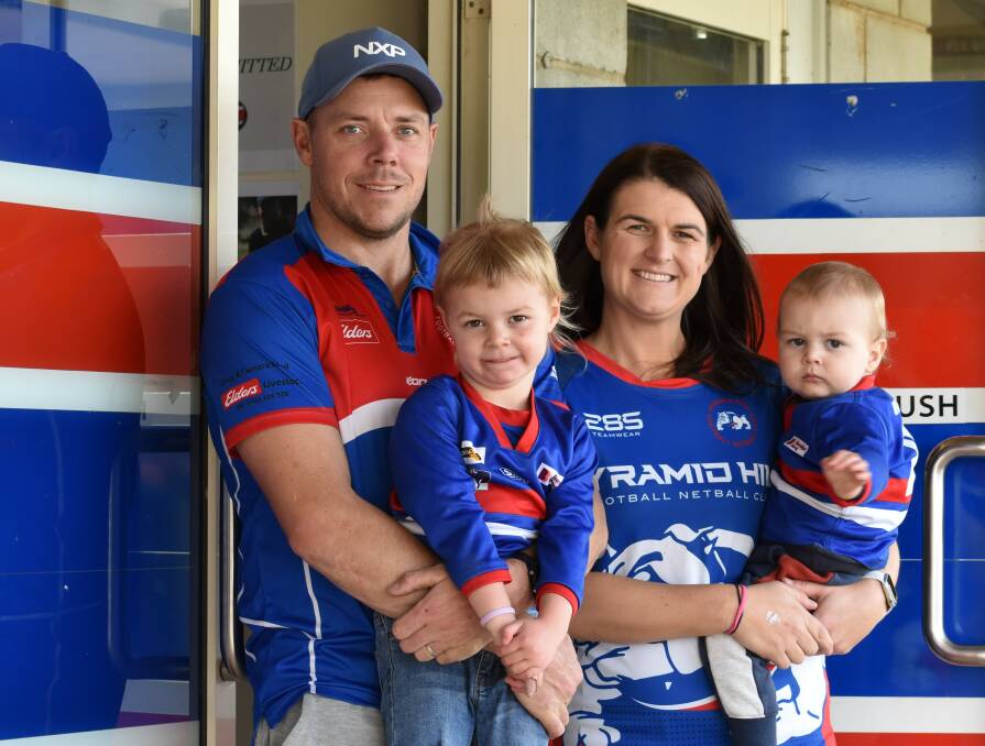 Pyramid Hill's Good Sports Victorian Volunteer of the Year Lauren Driscoll with her husband Brad and children Ella and Liam.