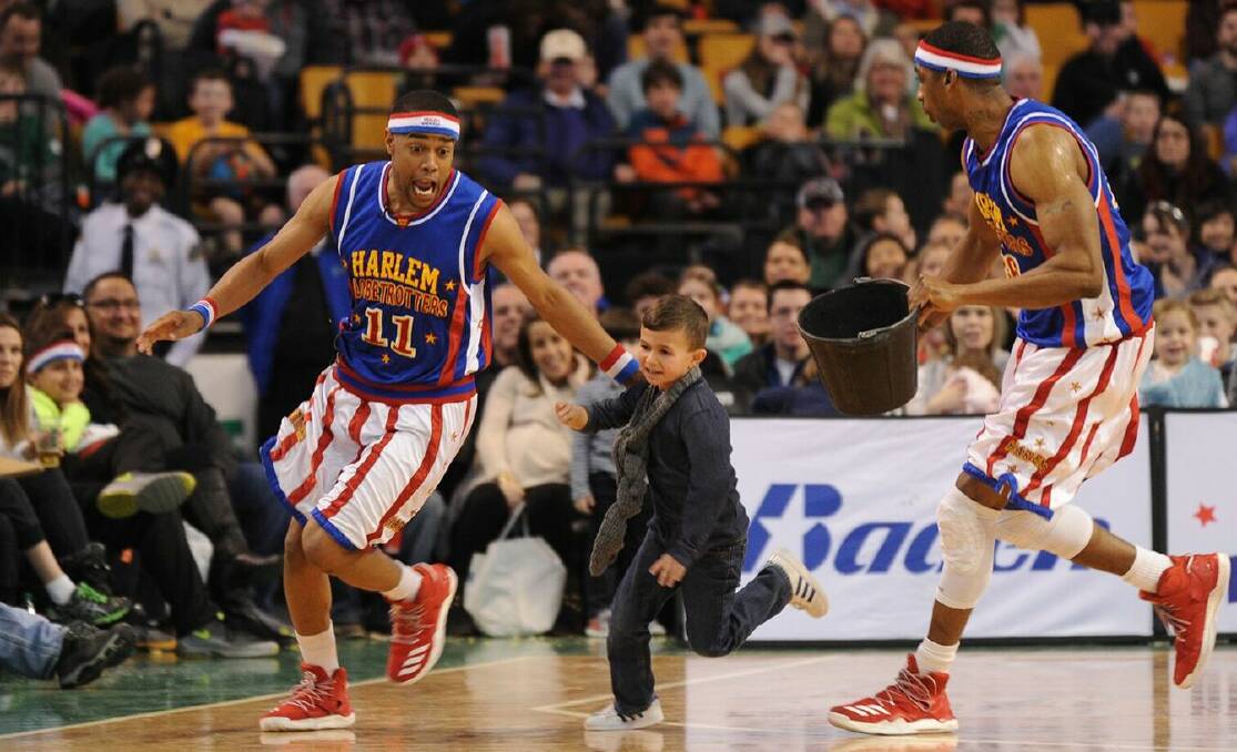 COUP FOR BENDIGO: Cheese Chisholm and Hi-Lite Bruton of the Harlem Globetrotters.