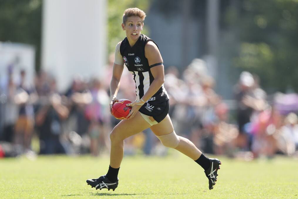 Emma Grant in action for Collingwood against the GWS Giants in March. Picture: GETTY IMAGES