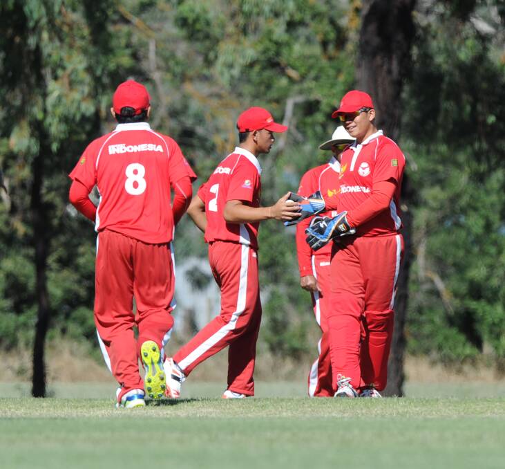 CHALLENGING DAY: Indonesia had a long 50 overs in the field against Fiji at White Hills on Thursday. Fiji belted 9-309 in a 223-run victory. The comprehensive victory kept Fiji undefeated after four rounds. Picture: NONI HYETT