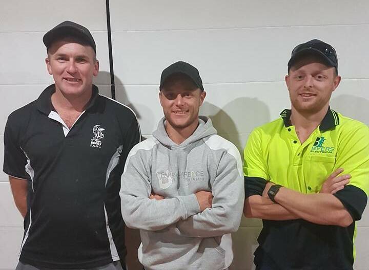 MAGPIES HOPING TO FLY: Boort's Mark Perryman, who coached this year, with new coach Corey Gregg and fellow recruit Ben Gregg. The Magpies are coming off seven wins this year. Picture: CONTRIBUTED