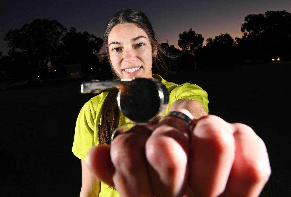 STEPPING UP: Bronte Annand will be one of the central umpires in Saturday's senior Bendigo Football-Netball League match between Sandhurst and Gisborne at the Queen Elizabeth Oval. Picture: DARREN HOWE