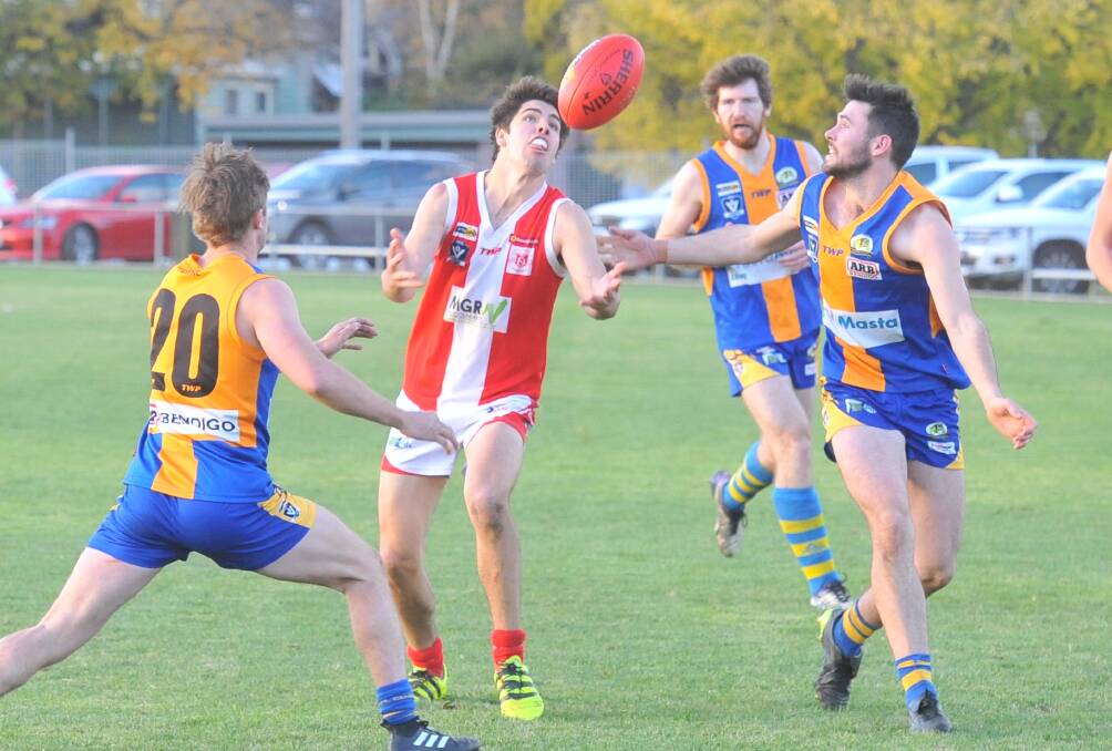 KEY CLASH: South Bendigo hosts Golden Square at the QEO. The Bloods are at risk of dropping outside the top five if beaten. Picture: ADAM BOURKE