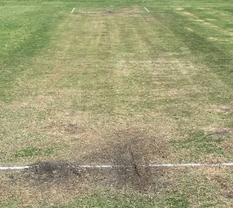 The pitch at Huntly that had 36 wickets fall over the two days of the game between the Power and Sandhurst.