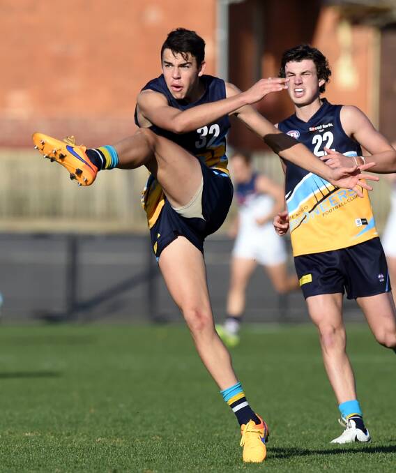 KICK IT LONG: Marty Hore impressed with the Bendigo Pioneers in the TAC Cup this year. He's one of the Pioneer hopefuls ahead of Friday's AFL Rookie Draft. Picture: BILL CONROY