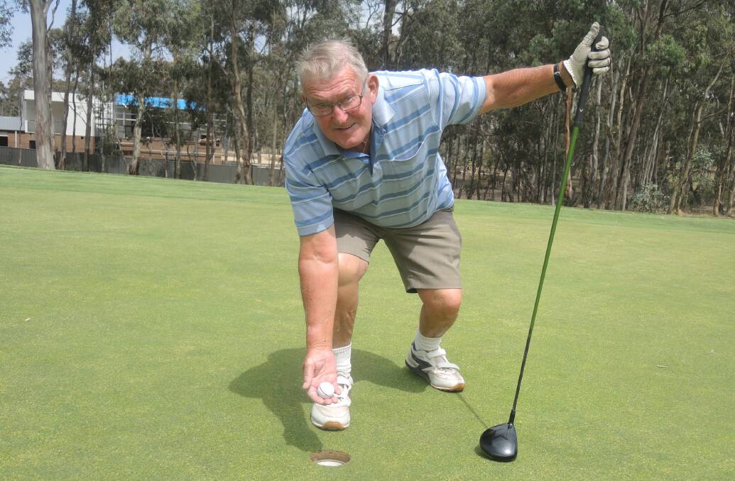 TOP SHOT: Ian O'Shea at the 10th hole at Neangar Park Golf Club where he nailed a hole in one.