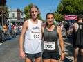Harrison Boyd (male) and Katherine Dowie (female) after claiming the open honours in Sunday's Bendigo Bank Dragon Mile. Picture by Enzo Tomasiello