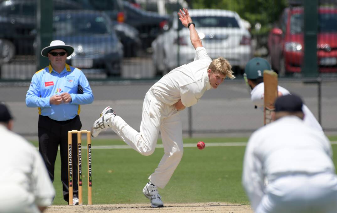 PACE: Eaglehawk opening bowler Richard Tibbett claimed 2-45 off 19 overs against Kangaroo Flat. Picture: GLENN DANIELS