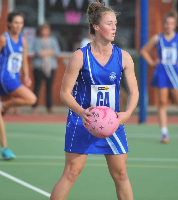 STRONG START: Mitiamo's Ella Hocking. The Superoos are the only undefeated team in A-grade netball. Picture: LUKE WEST